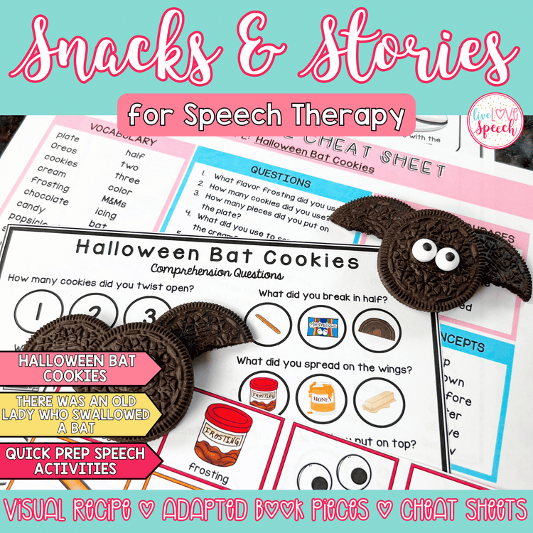 Halloween Snacks and Stories BATS | Speech Therapy Print and Go Resource