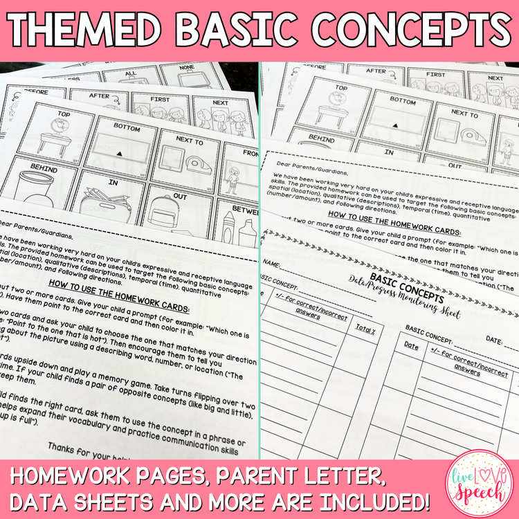 Grab N' Go Basic Concepts 2.0 THEMED GROWING BUNDLE | Speech Therapy