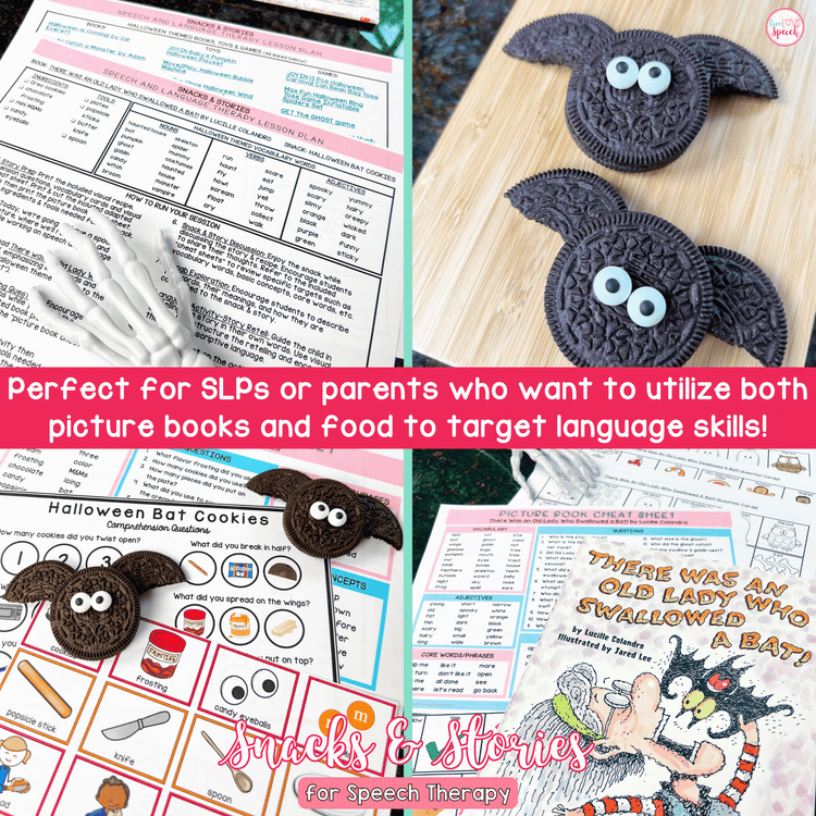 Halloween Snacks and Stories BATS | Speech Therapy Print and Go Resource
