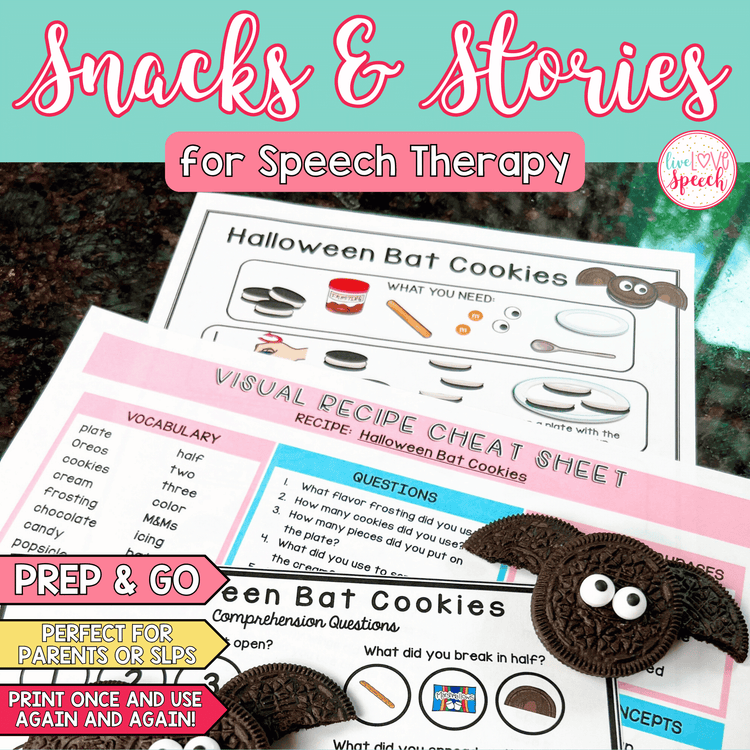 Halloween Snacks and Stories BATS | Speech Therapy Print and Go Resource