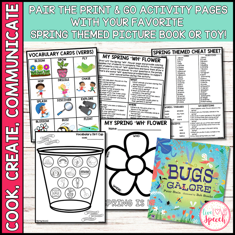 SPRING Themed Speech Therapy Activity Pack | Cook, Create, Communicate