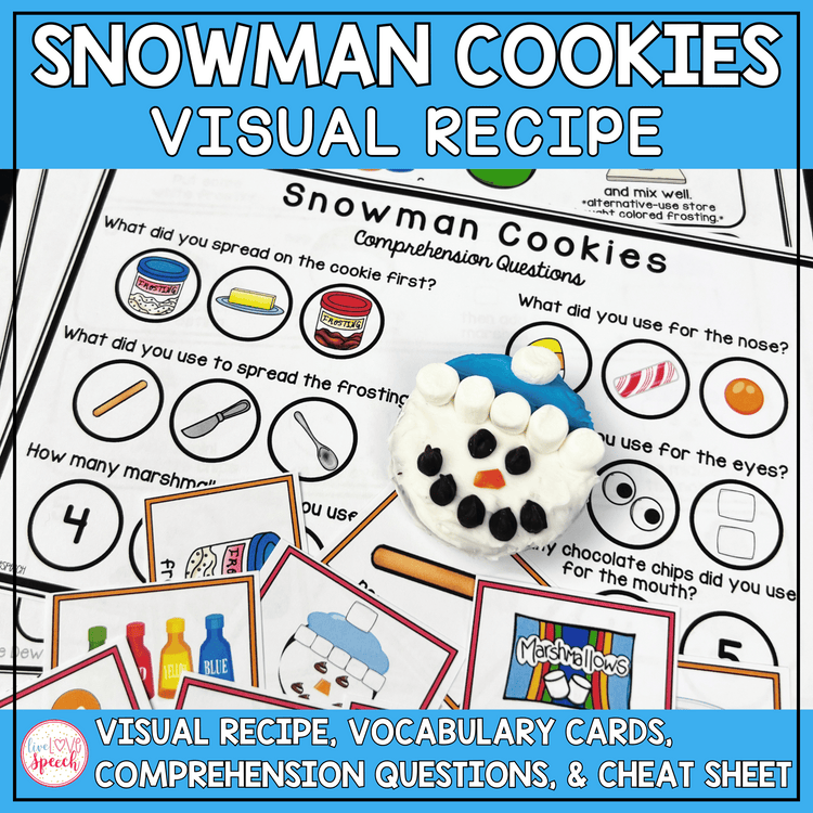 Snowman Cookie Visual Recipe | Winter Themed Visual Recipe for Speech Therapy