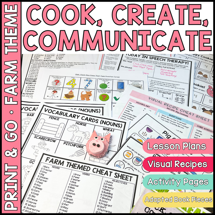 Farm Themed Speech Therapy Activity Pack | Cook, Create, Communicate