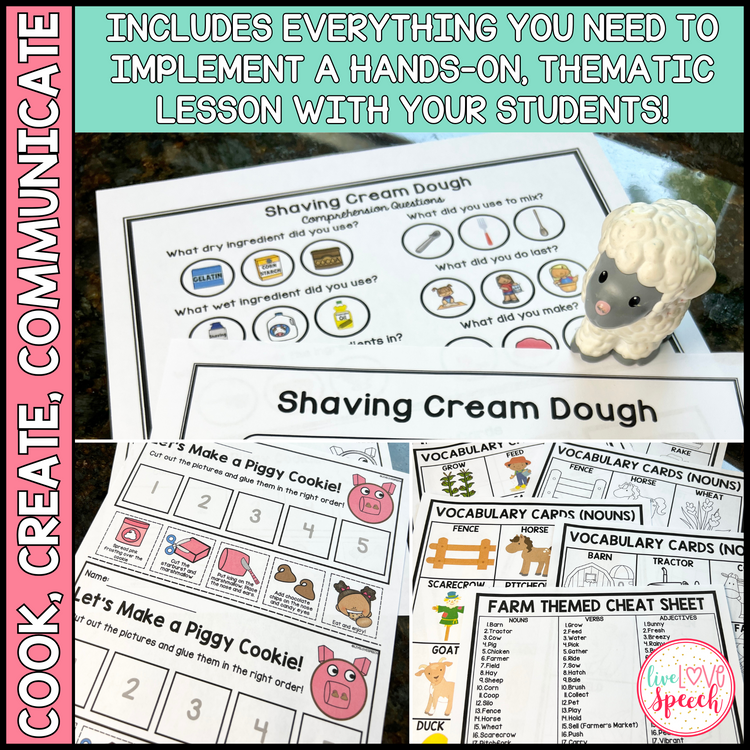 Farm Themed Speech Therapy Activity Pack | Cook, Create, Communicate