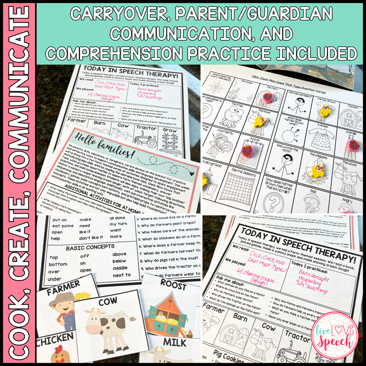 Farm Themed Speech Therapy Activity Pack | Cook, Create, Communicate