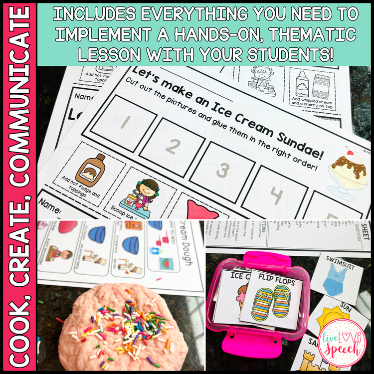 Summertime Themed Speech Therapy Activity Pack | Cook, Create, Communicate