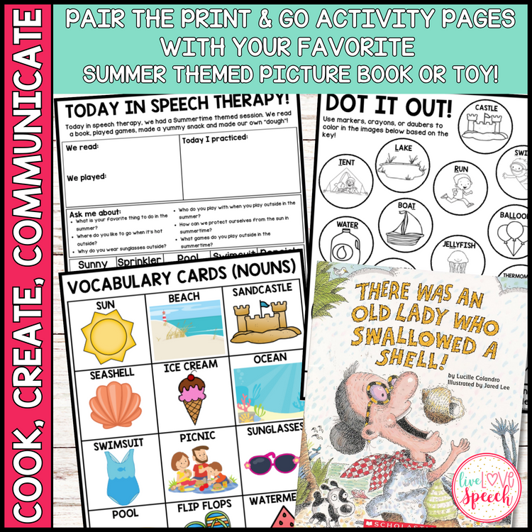 Summertime Themed Speech Therapy Activity Pack | Cook, Create, Communicate