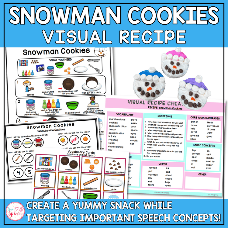 Snowman Cookie Visual Recipe | Winter Themed Visual Recipe for Speech Therapy