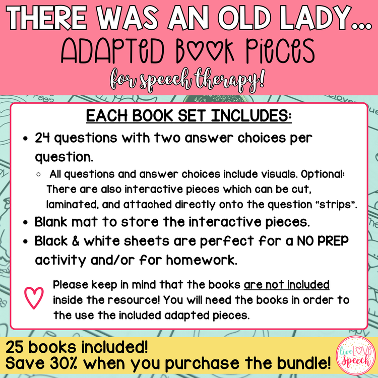 There Was an Old Lady Who Swallowed a...Adapted Book Pieces MEGA BUNDLE