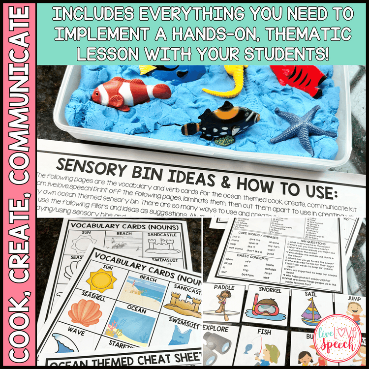 Ocean Themed Speech Therapy Activity Pack | Cook, Create, Communicate