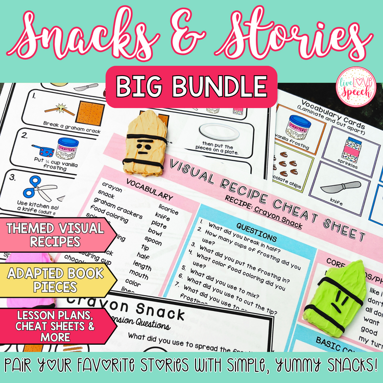 Snacks & Stories BIG BUNDLE for Speech Therapy | Book Companions Visual Recipes