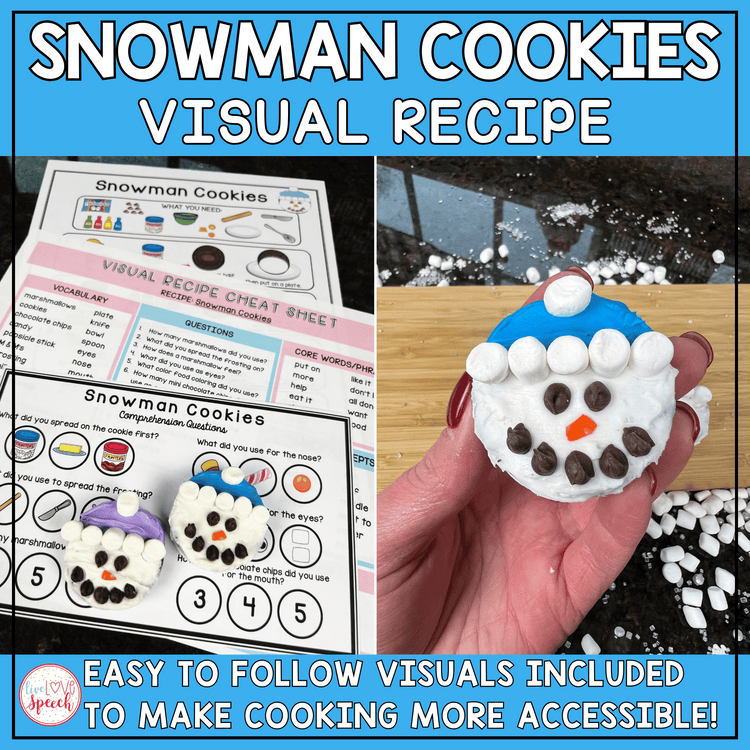 Snowman Cookie Visual Recipe | Winter Themed Visual Recipe for Speech Therapy