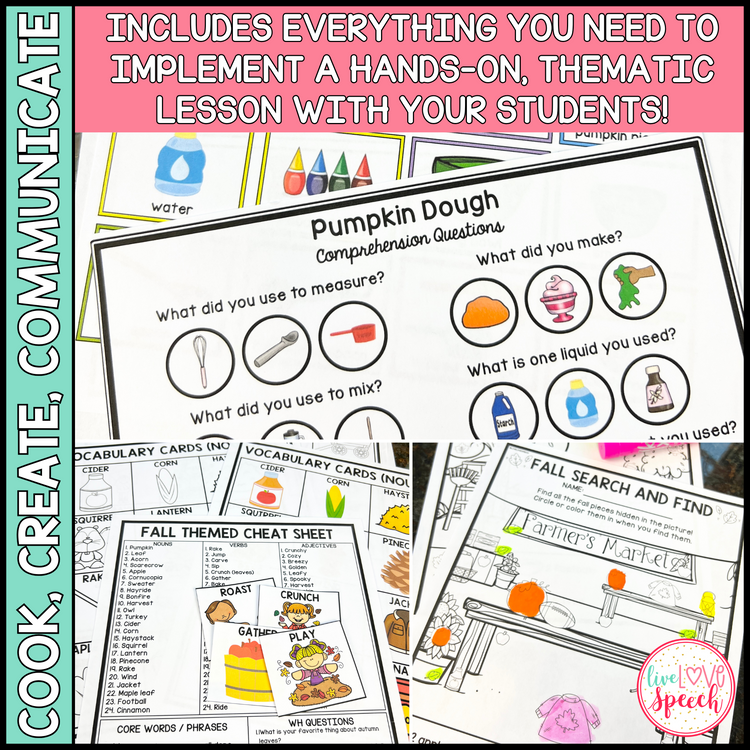 Fall Themed Speech Therapy Activity Pack | Cook, Create, Communicate