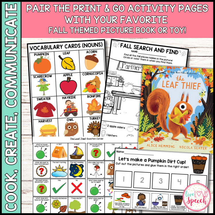 Fall Themed Speech Therapy Activity Pack | Cook, Create, Communicate