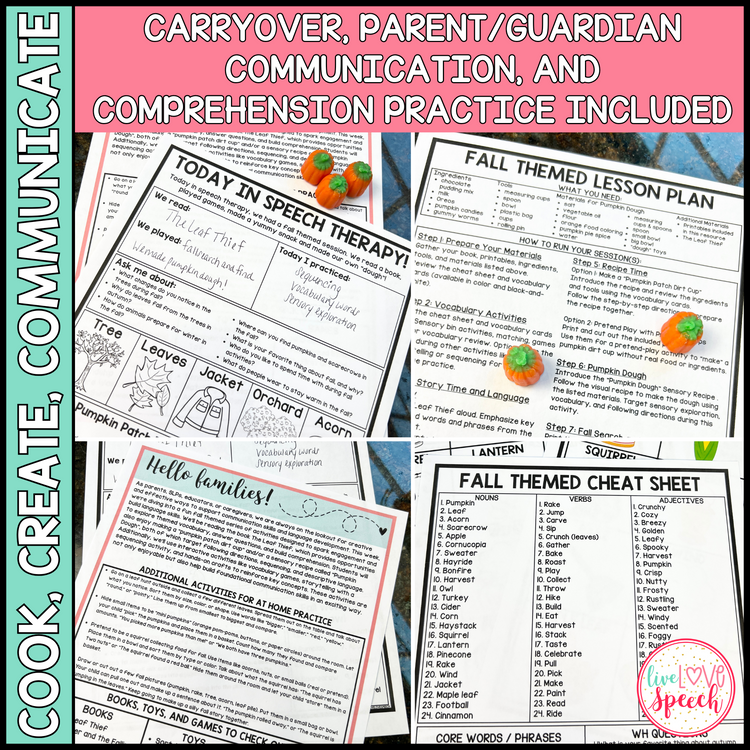 Fall Themed Speech Therapy Activity Pack | Cook, Create, Communicate