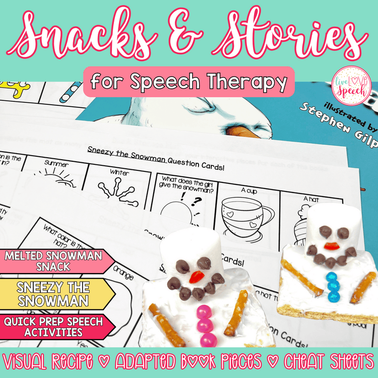 Winter Snacks and Stories for Speech Therapy | Cheat Sheets, ABP, Visual Recipe