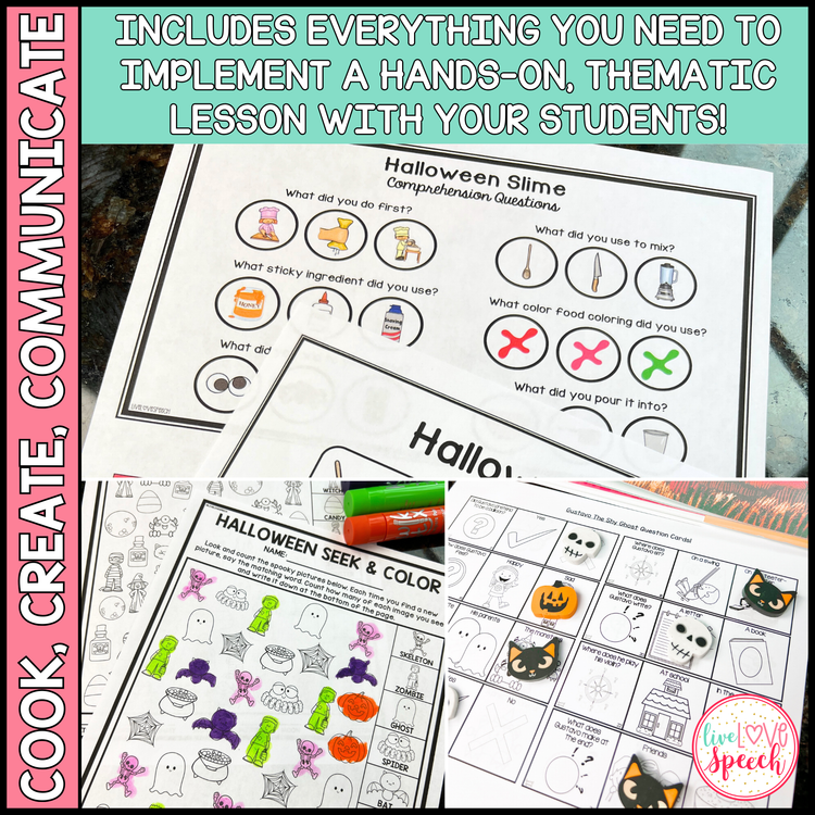 Halloween Themed Speech Therapy Activities | Cook, Create, Communicate