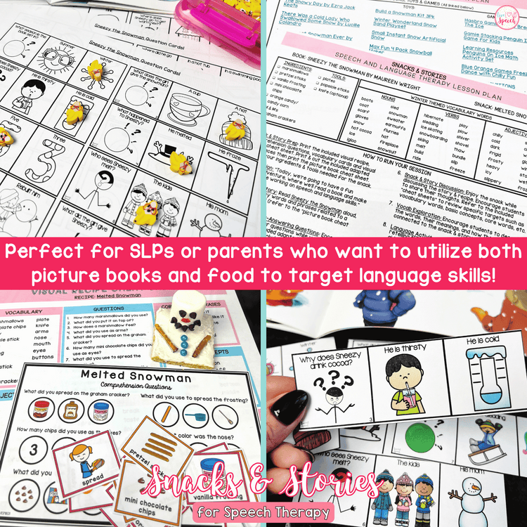Winter Snacks and Stories for Speech Therapy | Cheat Sheets, ABP, Visual Recipe