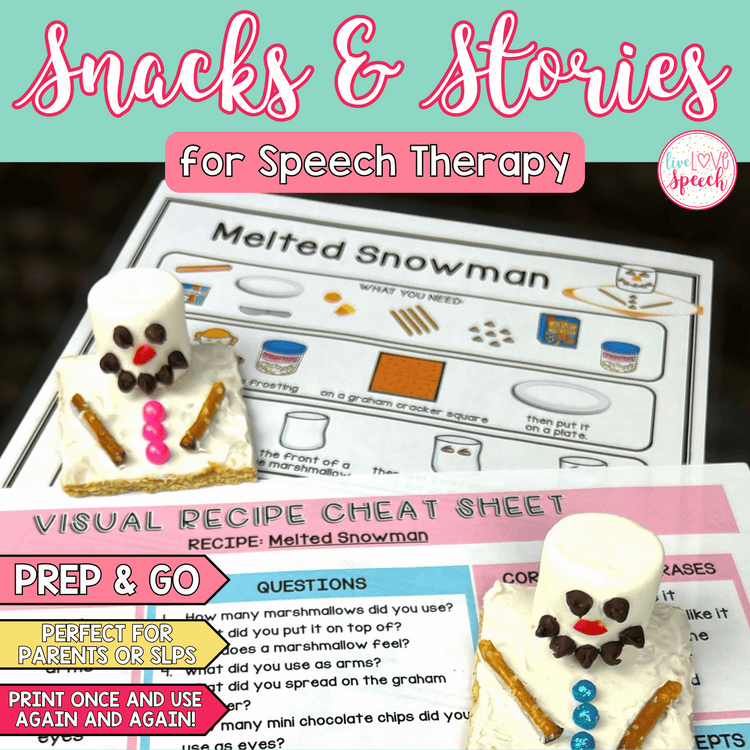 Winter Snacks and Stories for Speech Therapy | Cheat Sheets, ABP, Visual Recipe
