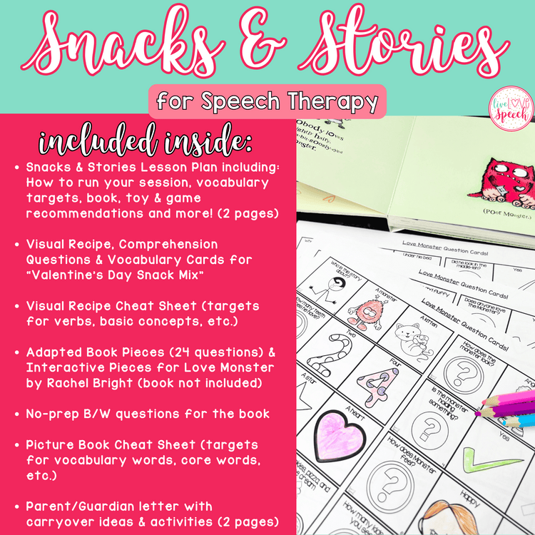 Valentine's Day Snacks and Stories for Speech Therapy | Hands-On Activites
