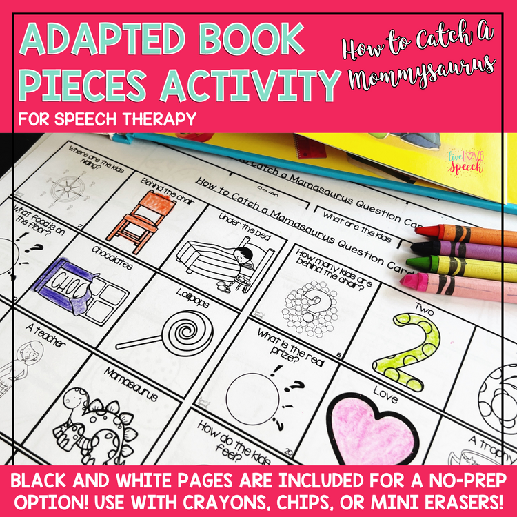 Adapted Book Piece Set for Speech Therapy | How to catch a Mamasaurus | Printable Version