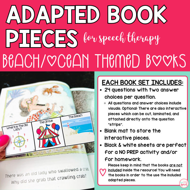 Ocean Beach Adapted Book Pieces for Speech Therapy | Special Education
