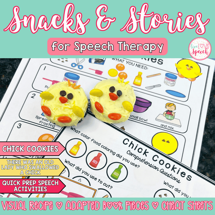 Easter Snacks and Stories for Speech Therapy | Cheat Sheets, ABP, Visual Recipe