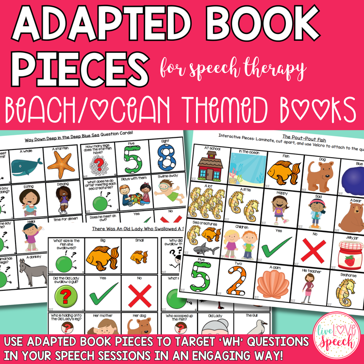 Ocean Beach Adapted Book Pieces for Speech Therapy | Special Education