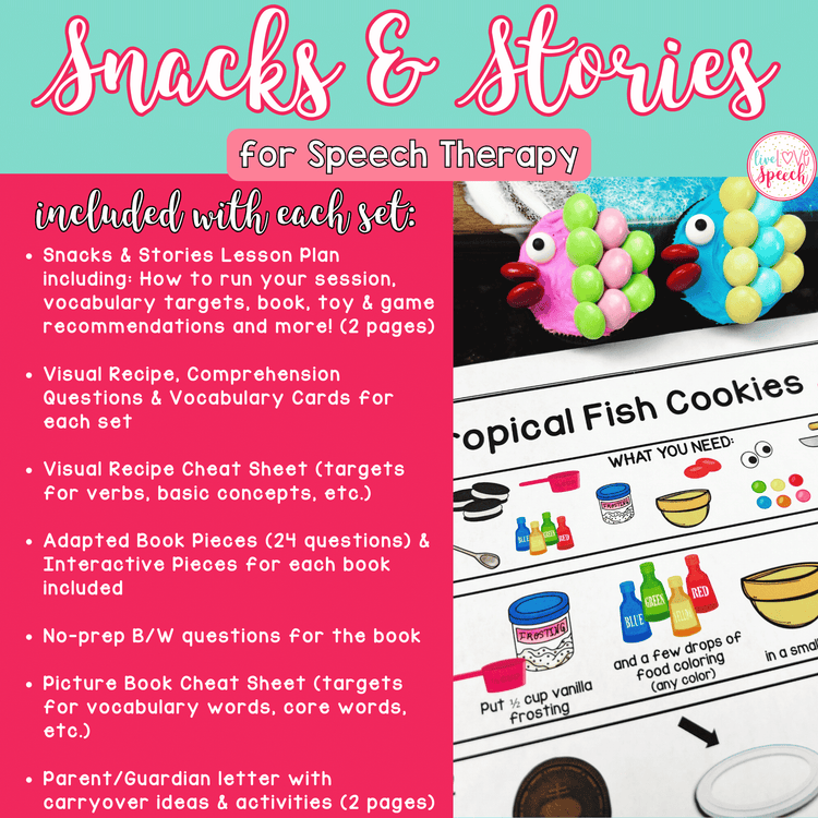 Snacks & Stories BIG BUNDLE for Speech Therapy | Book Companions Visual Recipes
