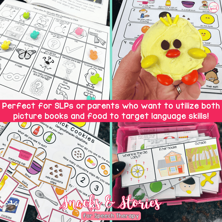 Easter Snacks and Stories for Speech Therapy | Cheat Sheets, ABP, Visual Recipe