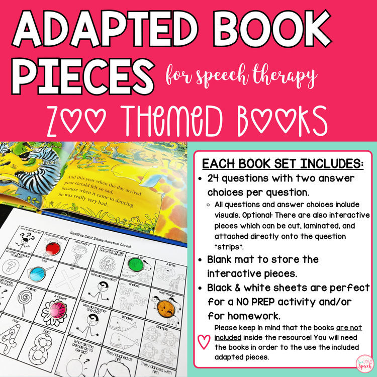 Zoo Adapted Book Pieces for Speech Therapy | Special Education
