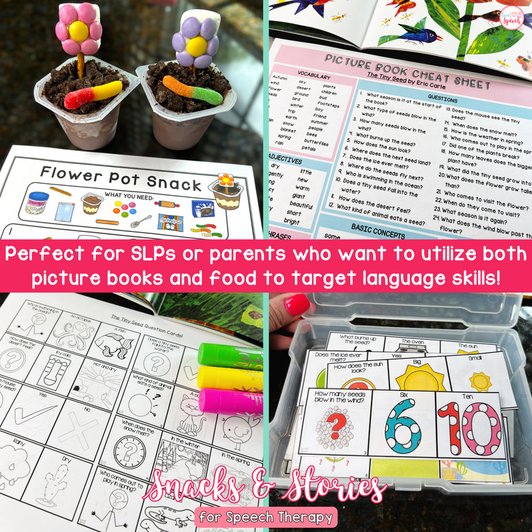 Spring Snacks and Stories for Speech Therapy | Cheat Sheets, ABP, Visual Recipe