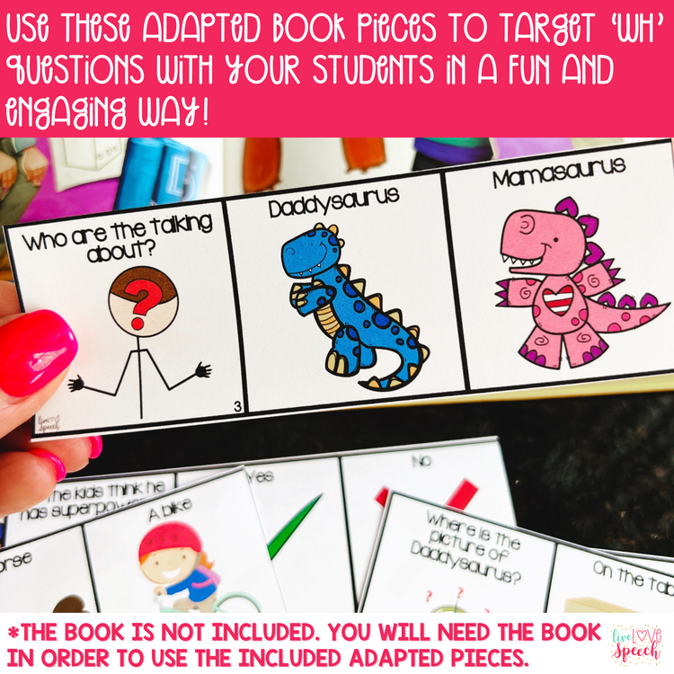 Adapted Book Piece Set for Speech Therapy | How to catch a Daddysaurus | Printable Version