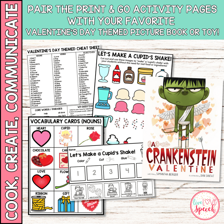 VALENTINE'S DAY Themed Speech Therapy Activity Pack | Cook, Create, Communicate