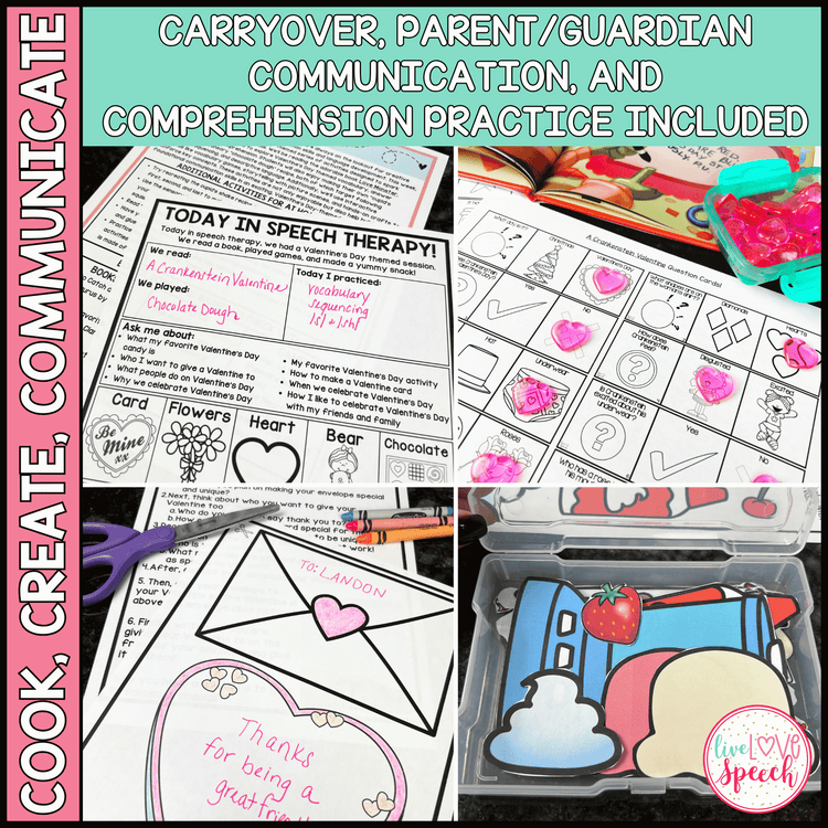 VALENTINE'S DAY Themed Speech Therapy Activity Pack | Cook, Create, Communicate
