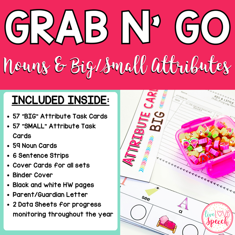 Grab n' Go Nouns and Big/Small Attributes