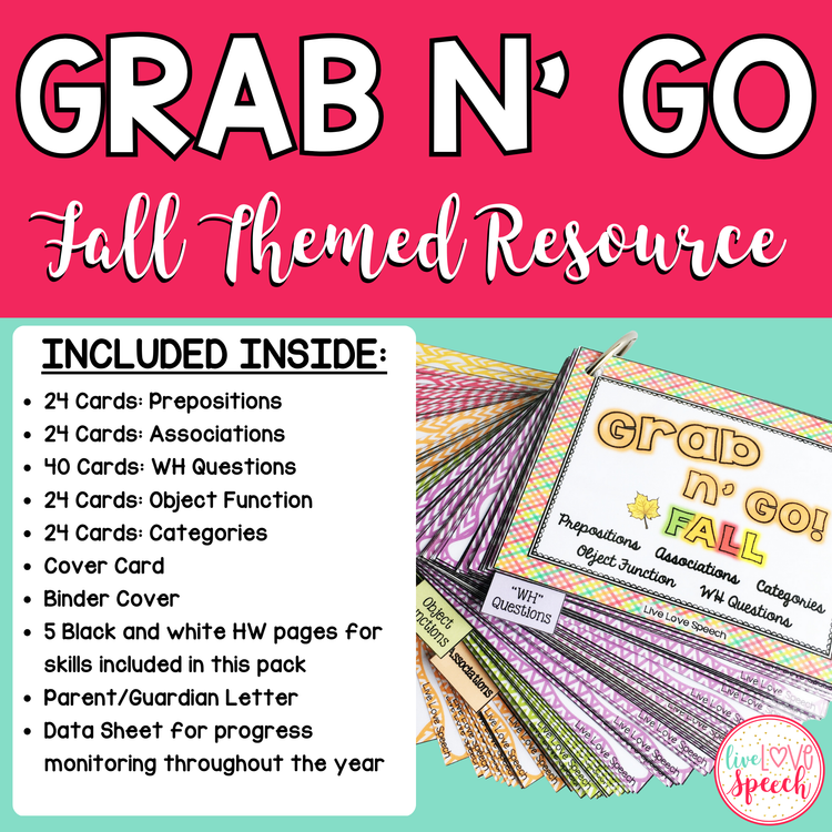 Grab N' Go Fall Themed Resource | Speech Therapy