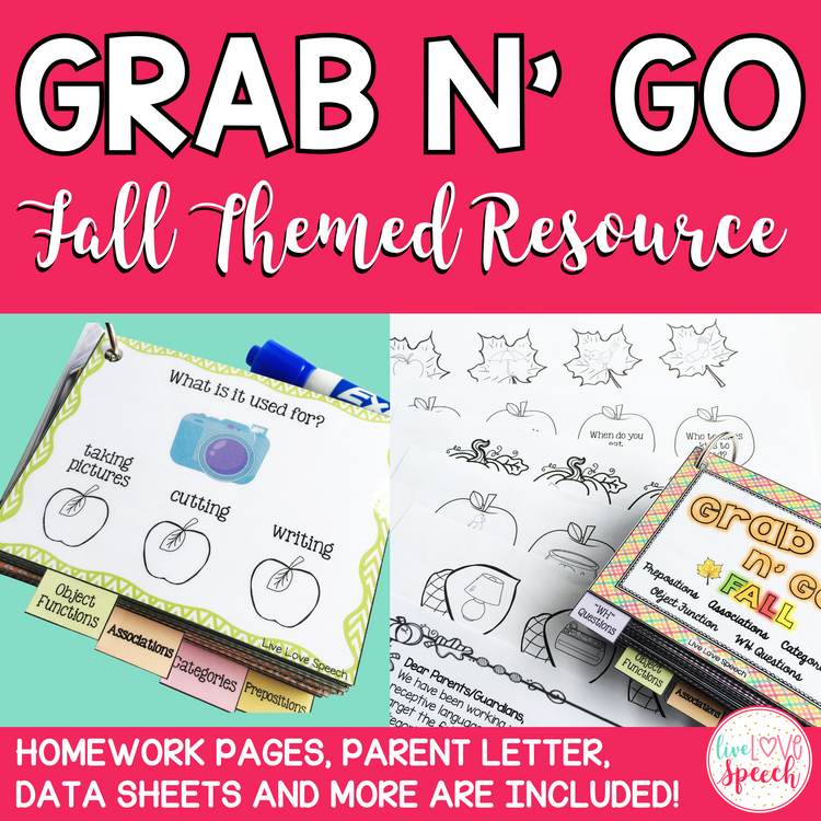 Grab N' Go Fall Themed Resource | Speech Therapy