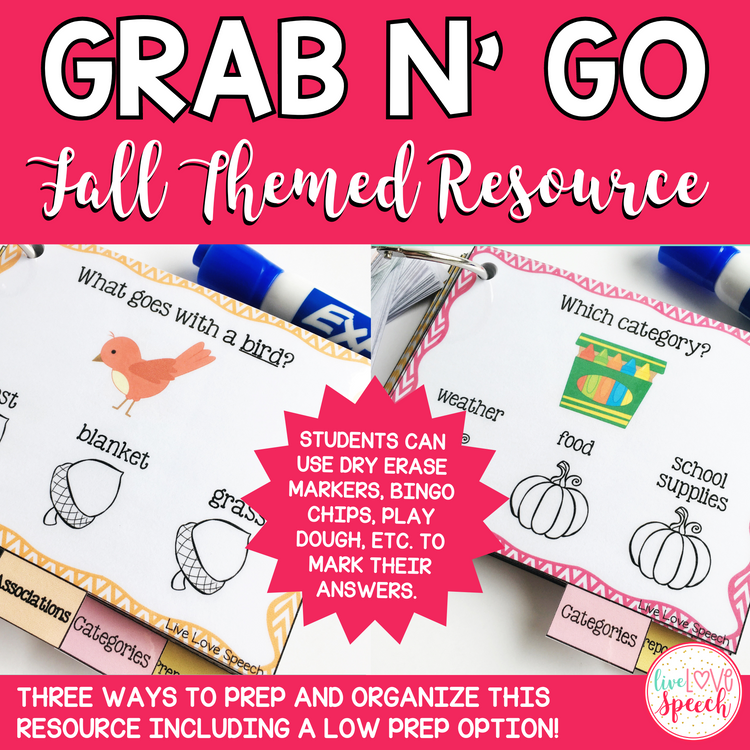 Grab N' Go Fall Themed Resource | Speech Therapy