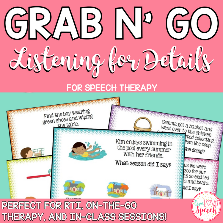 Grab N' Go Listening for Details | Speech Therapy
