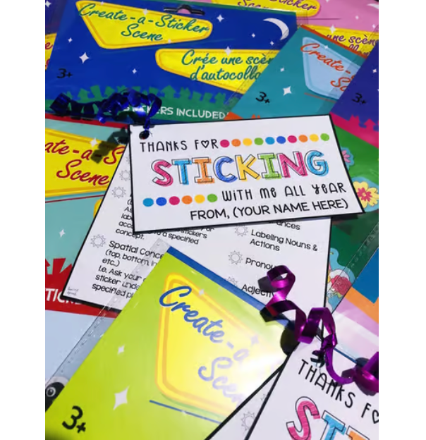 {EDITABLE & FREE} End of Year Gift Tags & Cards {Sticker Scenes/Books}