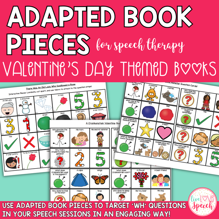 Valentine's Day Themed Adapted Book Pieces for Speech Therapy