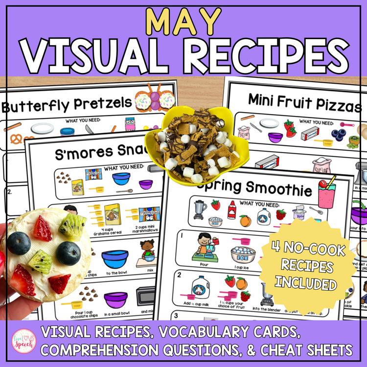 May Visual Recipes | Cheat Sheets | Speech Therapy | Life Skills