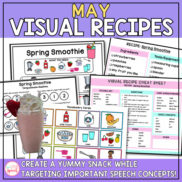 May Visual Recipes | Cheat Sheets | Speech Therapy | Life Skills