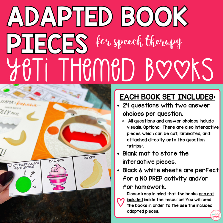 Yeti Adapted Book Pieces for Speech Therapy