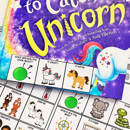 Adapted Book Piece Set | How to Catch a Unicorn | BOOM Cards™ & Print | Speech Therapy