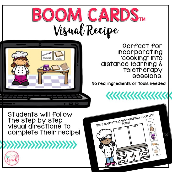 Visual Recipe BOOM Cards™ | Making a PB&J Sandwich | Speech Therapy | FREEBIE