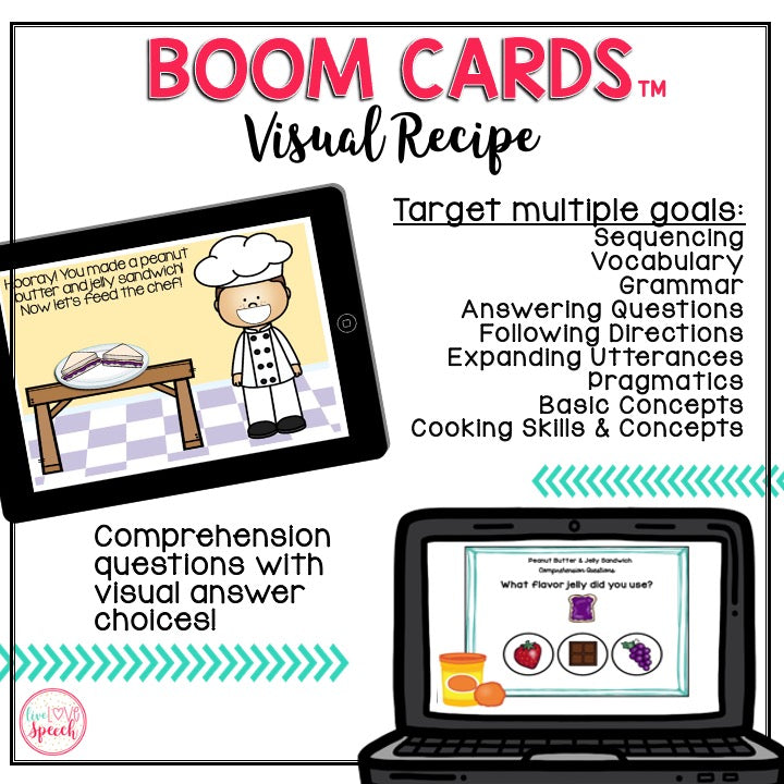 Visual Recipe BOOM Cards™ | Making a PB&J Sandwich | Speech Therapy | FREEBIE