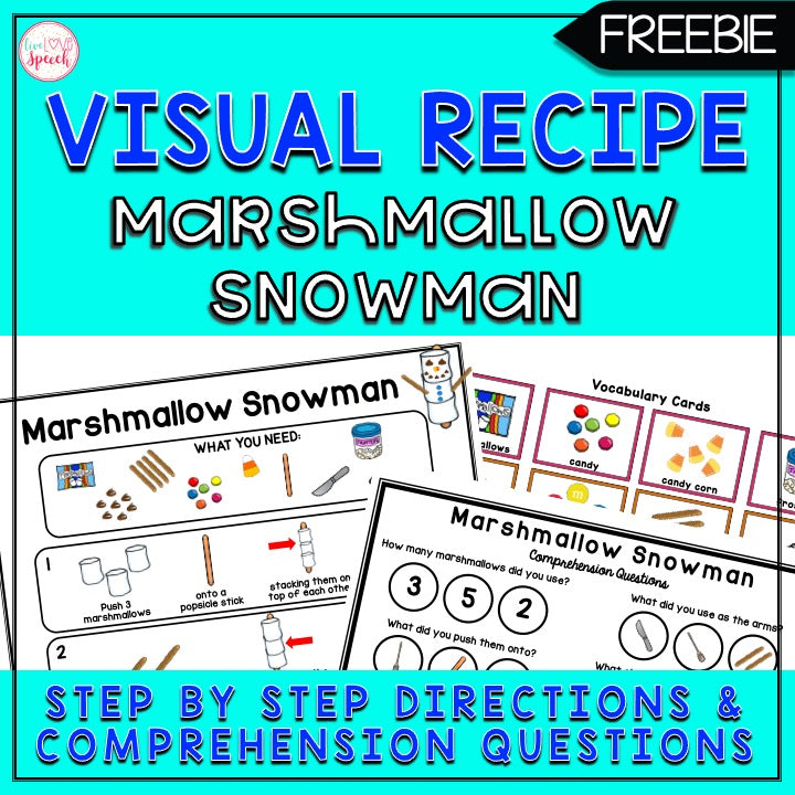 Marshmallow Snowman Visual Recipe | FREEBIE | Cooking with Kids | Speech Therapy