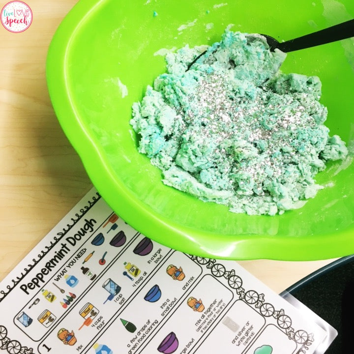 Peppermint Dough Visual Recipe | Freebie | Speech Therapy